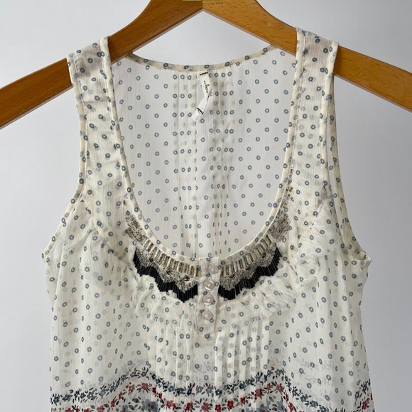 Willow & Clay Flowy Lightweight Tank Top Boho Beading Floral, Size M - Picture 2 of 10